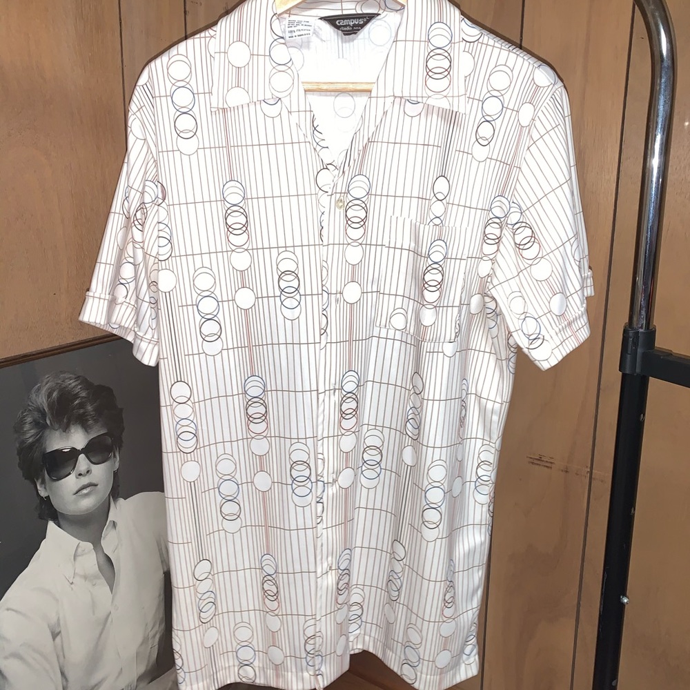 Vintage 70’s Style polyester SS button shirt